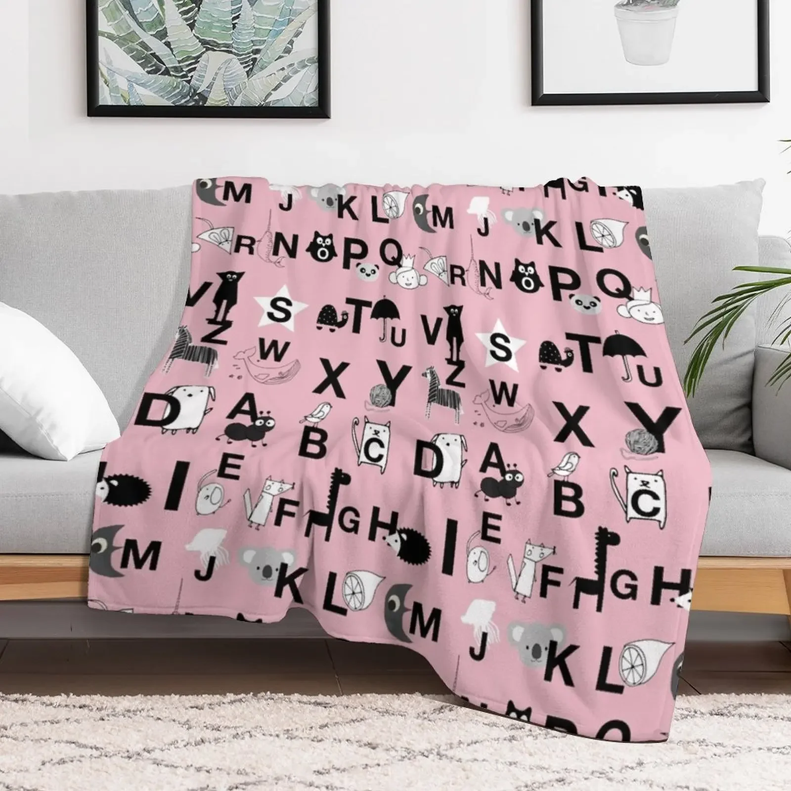 Розовое одеяло ABC теплое покрывало одеяла