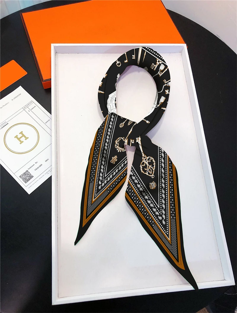 

New Diamond Shape Women's Silk Scarf Cashew Nut Horse Print Luxury Brand Versatile Decoration Scarf Shawl Hijabs For Womenfemal