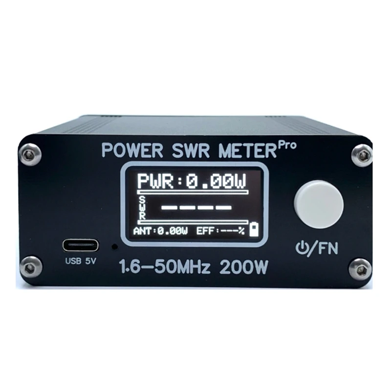 

1,6-50 МГц 0,5 Вт-200 Вт HF коротковолновый измеритель мощности SWR Pro HF PWR SWR метр с 1,29 дюймовым OLED + 50 часов батареи прочный черный