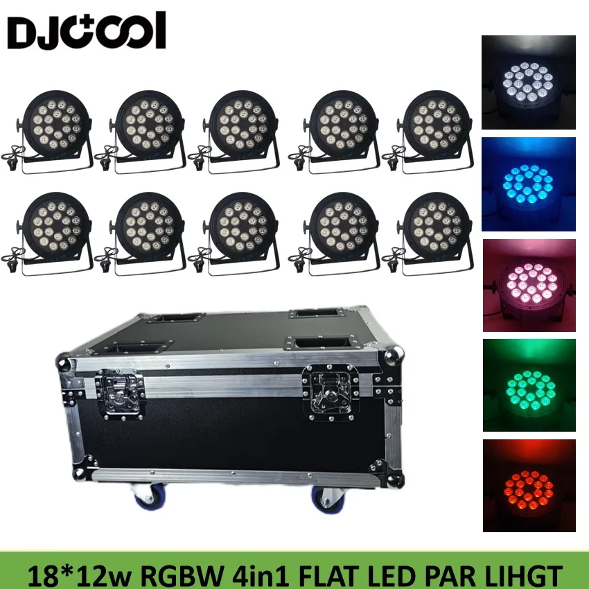 10 шт./лот миниатюрный светодиодный светильник Par Flat 18x12w RGBW 4 в 1 портативный 18x10w Quad