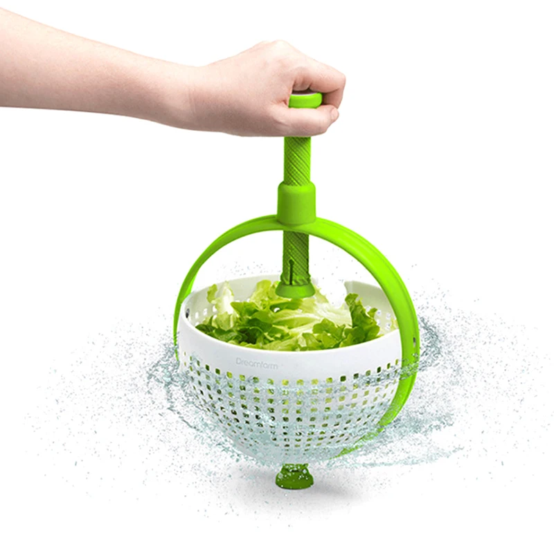 

Easy-To-Use Salad Spinner Scratch Resistant Nylon Spinning Colander Vegetable Spinner Colander with Collapsible Handle
