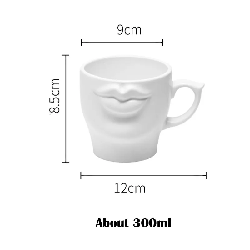 Creative 3D Mouth Matte Ceramic Coffee Mugs White Black Porcelain Milk Tea Cups Kitchen Drinkware Funny Gifts For Friends Couple images - 6