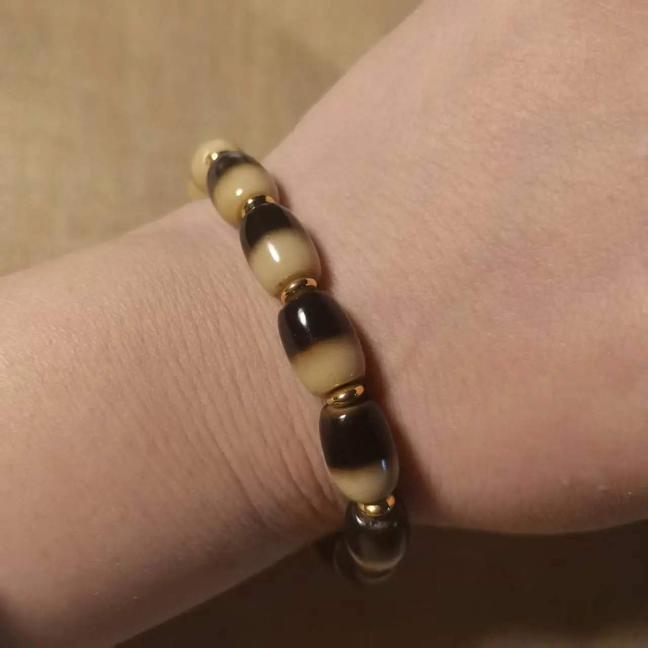 Цвет слоновой кости бусины Дзи браслет полоски тотемы натуральный агат Цзи