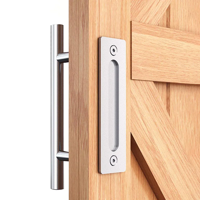 

Barn Door Handle Silver Circular Double Sided American Wooden Door Indoor Sliding Door Mobile Door Handle Hardware Accessories