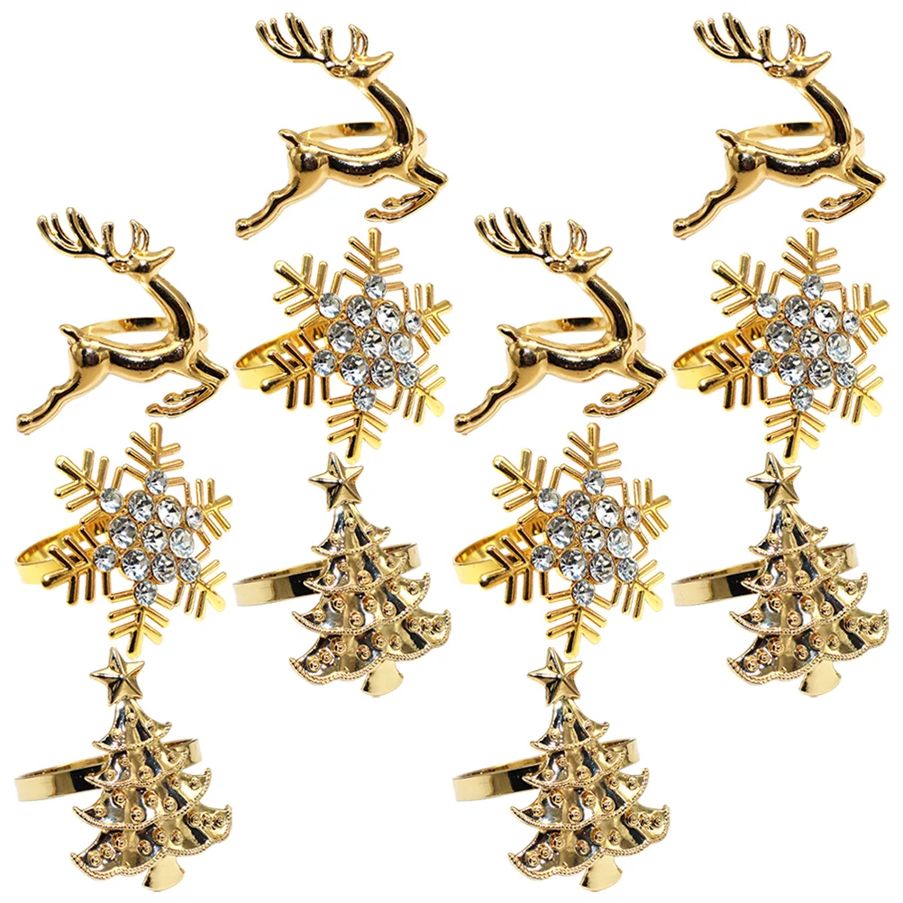 

12 Pcs Metal Napkin Rings Holder Christmas Delicate Dining Decors Creative Holders Table Buckles Xmas Serviette