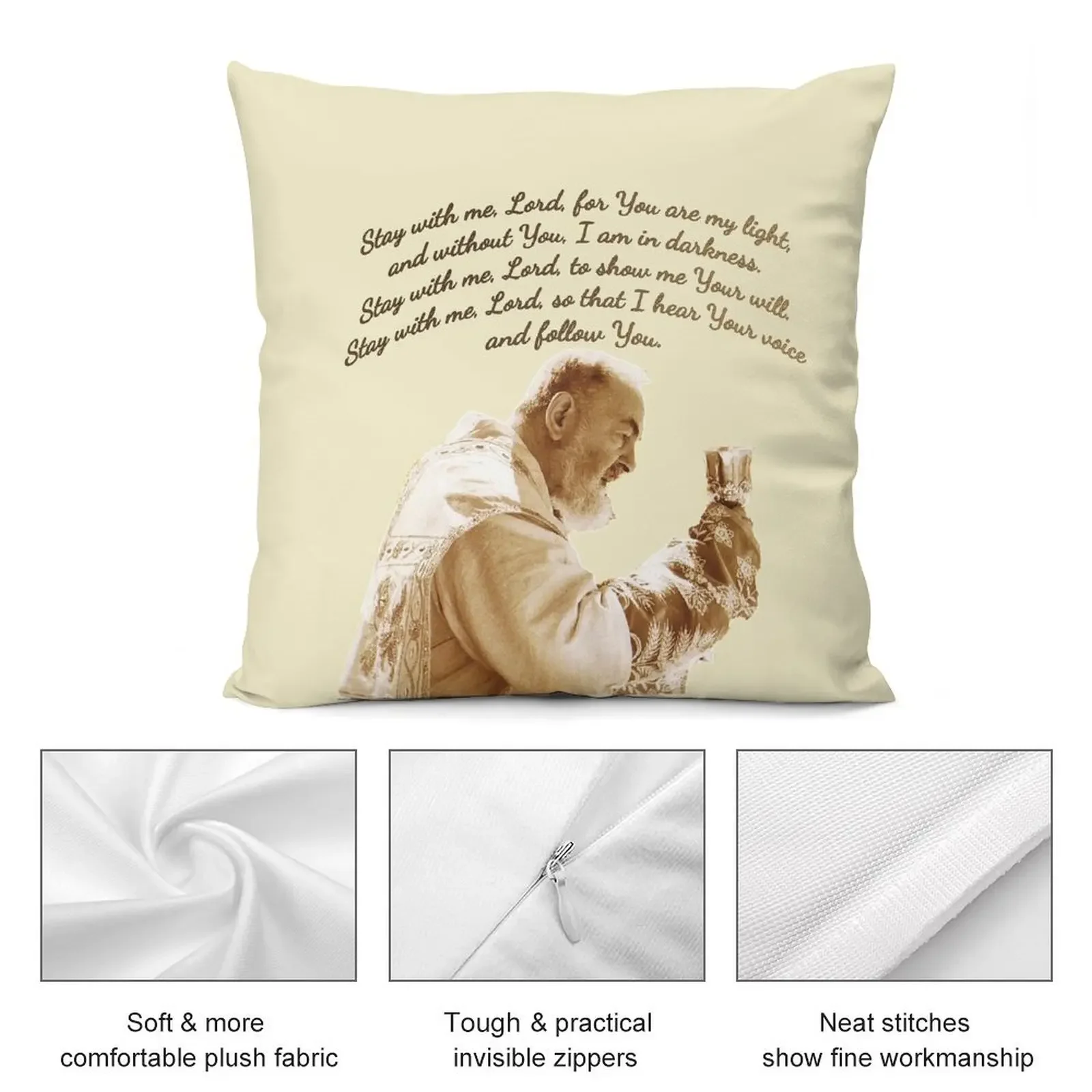 Падре Пейерелица Оставайся со мной Господь Декоративная подушка Рождественская