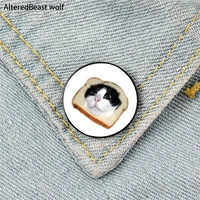 bread kitties pattern printed pin custom funny brooches shirt lapel bag cute badge cartoon enamel pins for lover girl friends