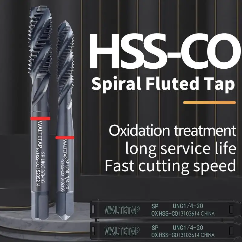 

WALTETAP HSS-CO стандартное красное кольцо JIS с быстрорежущим спиральным рифленым краном UNC UNF 4-40 6-32 8-32 10-24 1/4 3/8