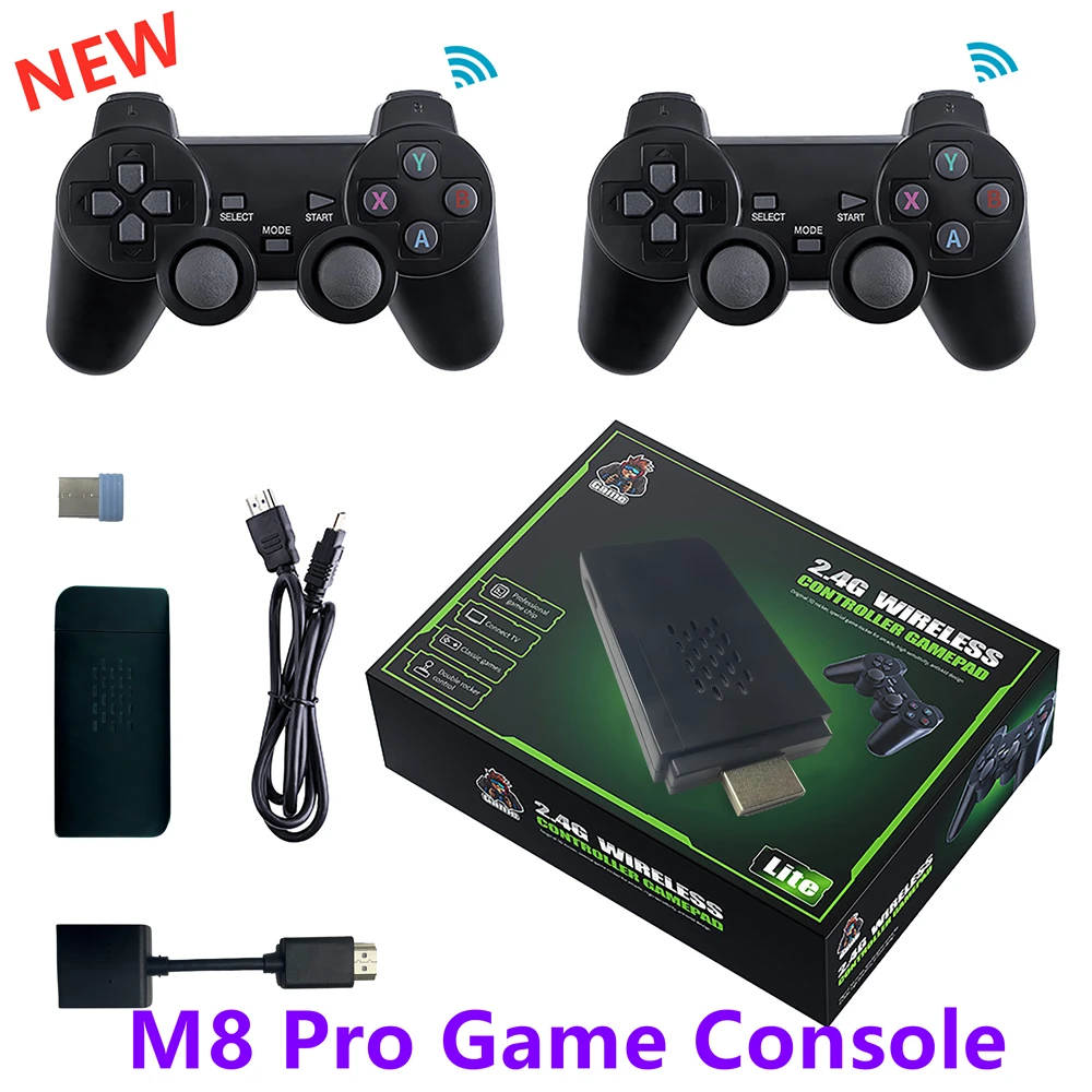 

M8 Pro Video Game Console 64G 4K HD 10000 Games Retro Games Wireless Controller Chidren's Gift Console For PS1/GBA/MD/SNES
