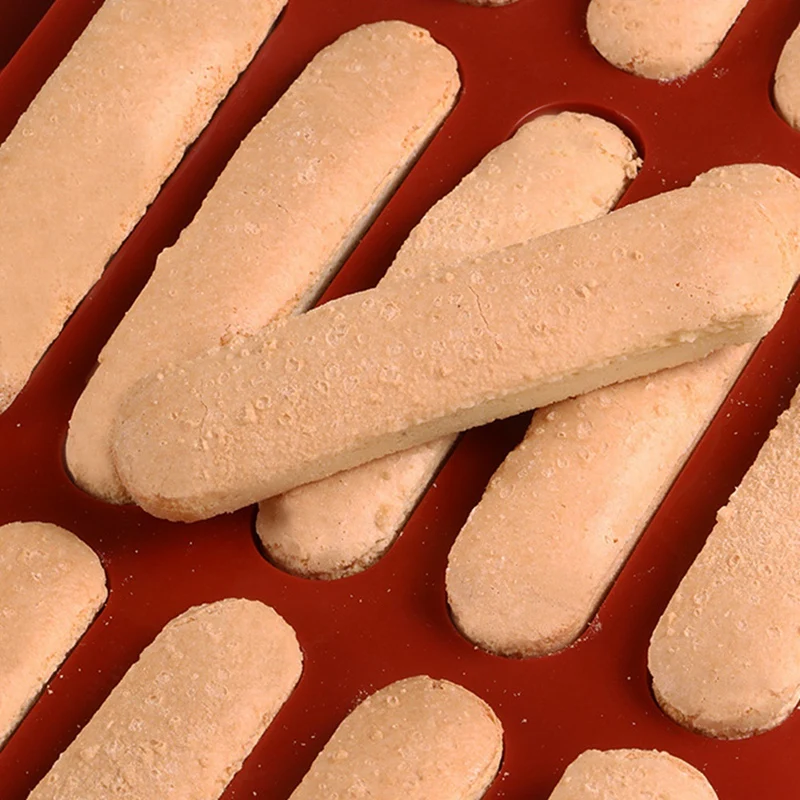 Tiramisu Finger Biscuit Silicone Mould 15 Cavities Cereal Bars Baking Chocolate Bar Mold Long Strip