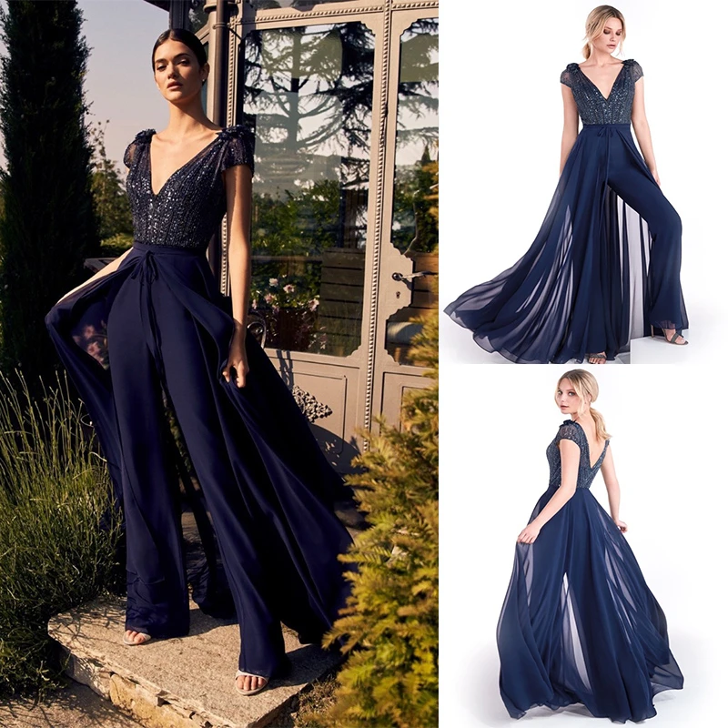 

2022 Summer Clothes Sexy Wedding Jumpsuit Onesie Long Womens Elegance For Party One Piece Pants Ladies Chic Elegant Woman Romper