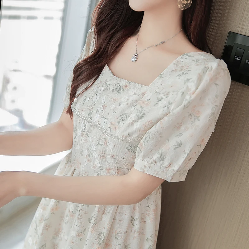 

COIGARSAM женское цельнокроеное корейское летнее платье во французском стиле с высокой талией розовые цветочные синие и белые платья Прямая по...