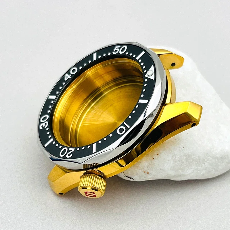 Корпус NH35 Золото SPB185 SPB187 Корпуса часов Волнистая нижняя крышка Герметичная
