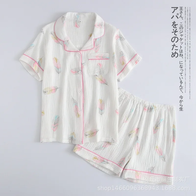 Summer New Home Wear Sleepwear For Women Cotton Pajamas Pyjamas Set PJ Set Short Sleeves Cartoon Cute Pijamas 2 PIeces Set