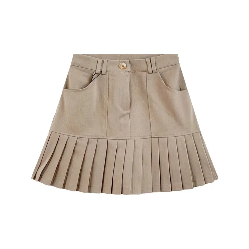 

Винтажная короткая плиссированная юбка А-силуэта с высокой талией в студенческом стиле