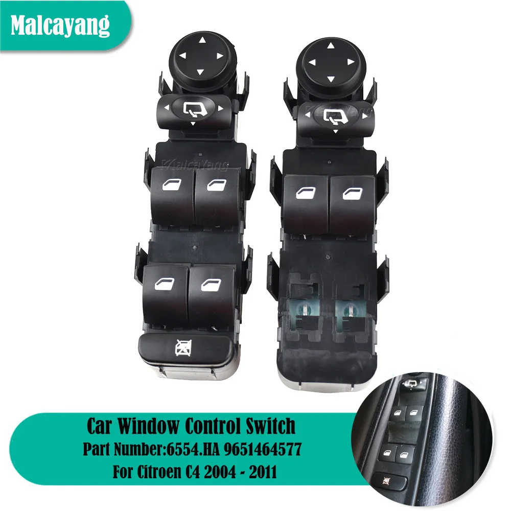 

6554.HA 6554HA 6554.HE 6554HE 9651464277 For Citroen C4 2004-2011 NEW Left Hand Drive Power Window Master Switch Button