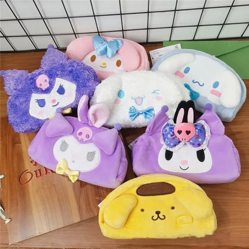 

Sanrio 10cm cartoon plush kuromi melody cinnamoroll purin dog anime yugui dog coin purse kawaii cute plush storage bag girl gift