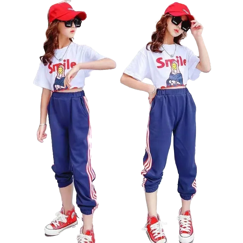 

Kids Clothes Girl Sets 2022 Summer Children White T-shirts Sports Pants Suit Teenage Boutique Girls Clothing 3-12 Year Outfits