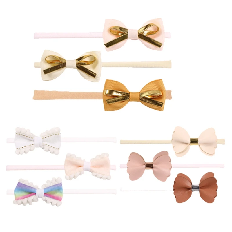 

9 PCS Big Bows Baby Headbands Hairbands Hair Bows Elastics For Baby Girls Newborn Infant Toddler Child Hair Accessories