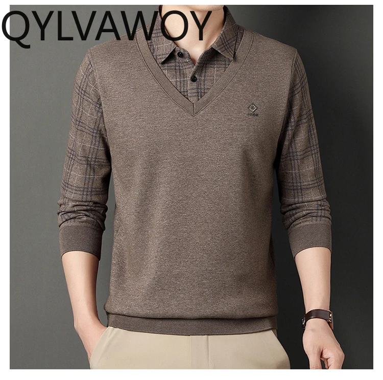 Зимняя мужская одежда QYLVAWOY 100% свитеры в полоску деловые повседневные пуловеры
