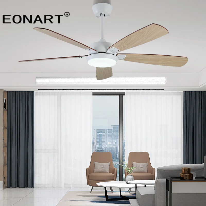 52Inch Led Ceiling Fan Lamp Roof Lighting Fan Modern Indoor Decorate Plywood Blade Dc Ceiling Fan With Remote Control Ventilador
