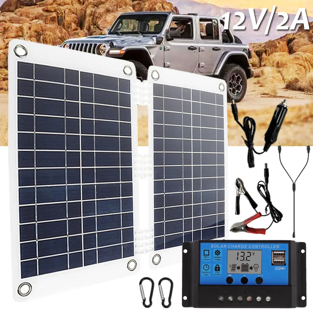 

40W Solar Panel Kit Complete 18V USB with 30A Controller Solar Cells for Car Yacht RV Boat Mobile Phone Battery Camping Charger