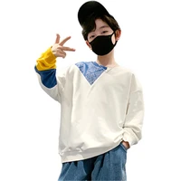 children boys sweatshirts clothes fashion patchwork streetwear korean teenager autumn loose long sleeve tops 5 6 8 11 12 14years