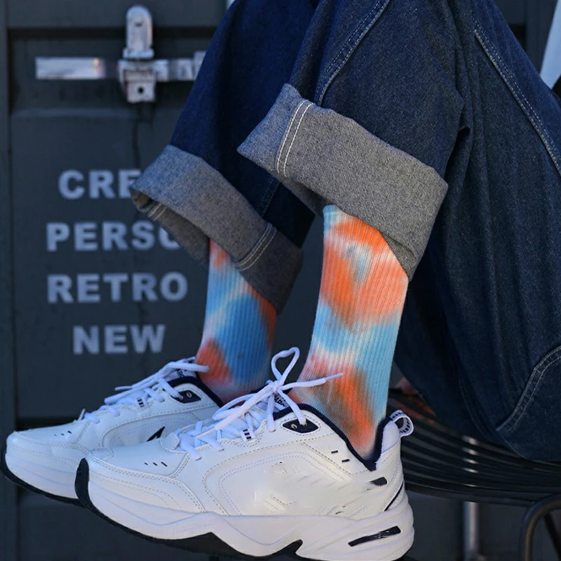 

Women's Socks Korea Funny Socks Tie-dyed Long Cool Socks Harajuku Hip-hop Cotton Skateboard Socks Women Street New Trend Socks