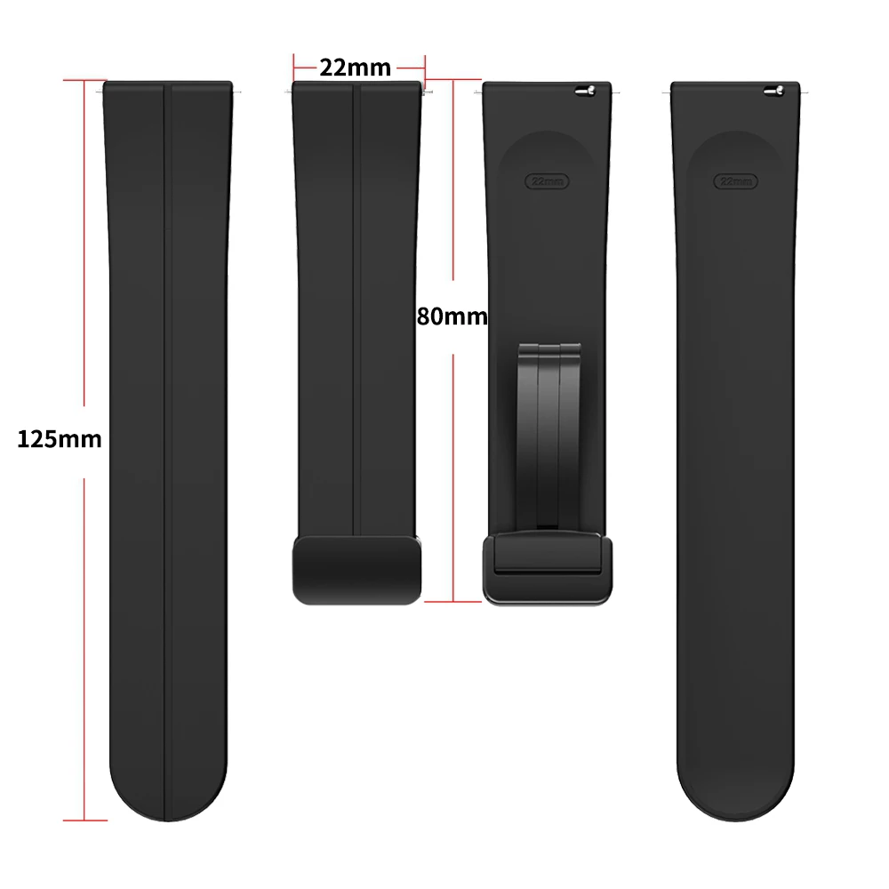 Magnetic Folding Buckle Band For TicWatch Pro 3 Ultra GPS/LTE Silicone Strap For TicWatch E3 /GTX/GTH/E2 Bracelet Accessories
