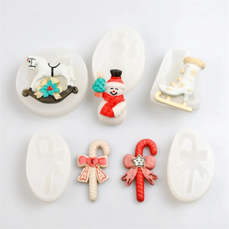 

2023 Christmas Series Cake Chocolate Cookie Silicone Mold DIY Baking Candy Snowman Crutch Kitchen Fondant Mould Cake Decorations