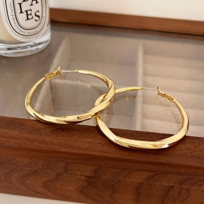 Металлические большие серьги-кольца в стиле панк витые круглые серьги-петли для