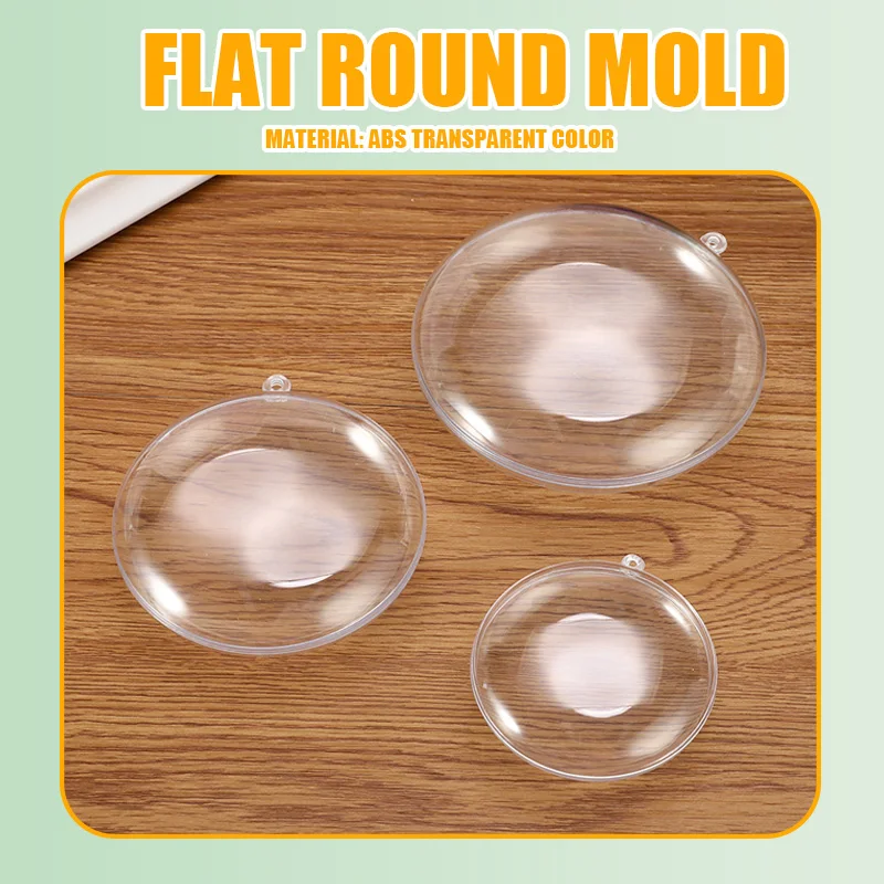 1/3Type 1Set Flat Round Clear 3D Bath Bomb Molds Craft Mold Plastic Fillable Ball Ornament Christmas Ball DIY Home Accessories