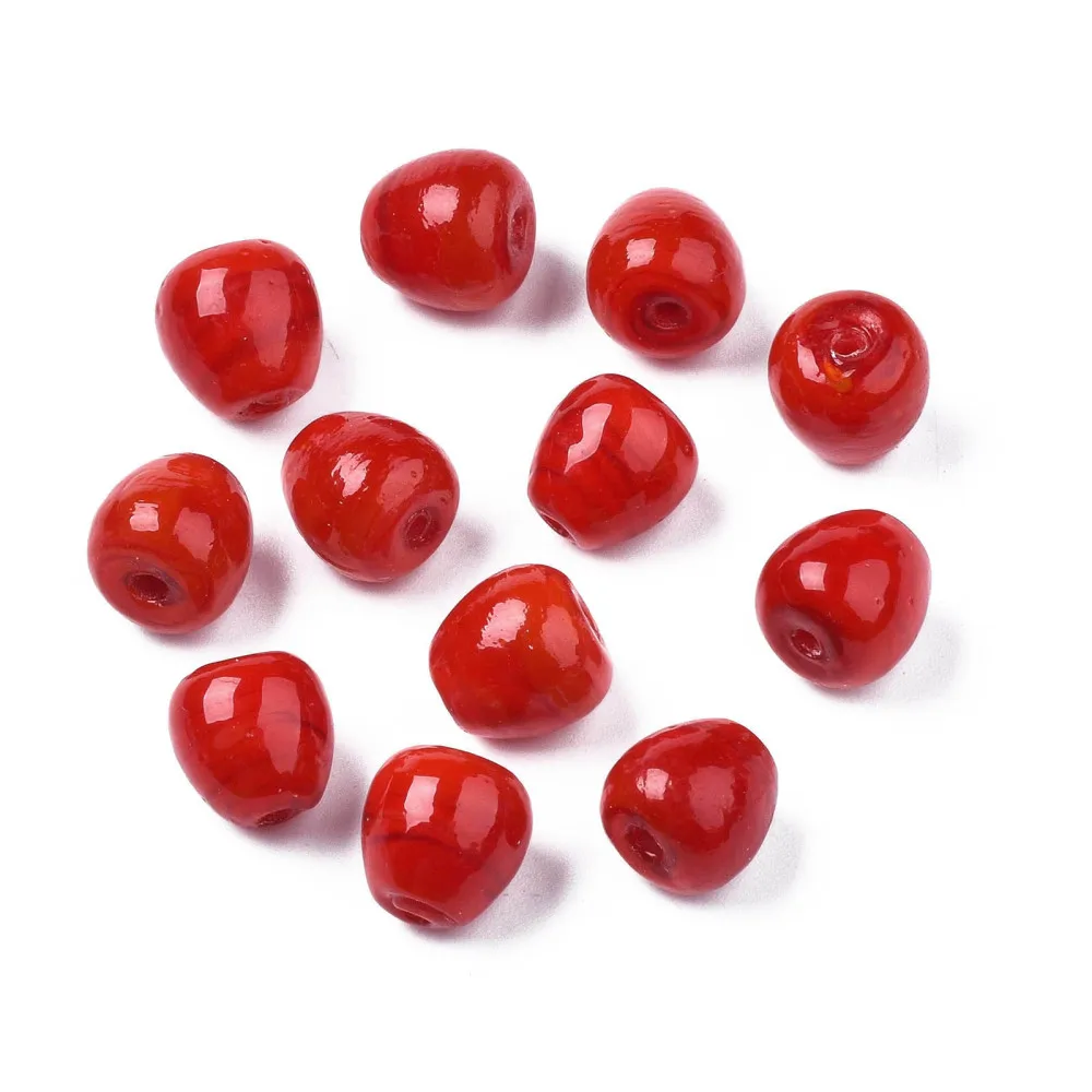 

100pcs Handmade Lampwork Apple Beads Cute Fruit Series Beads for jewelry making DIY bracelet necklace Earring Crafts Decor