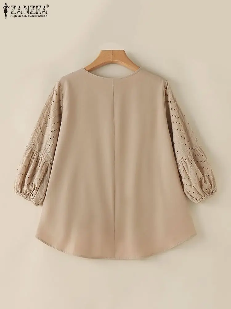 Кружевные топы ZANZEA в стиле пэчворк с рукавами 3/4 модные элегантные женские блузы