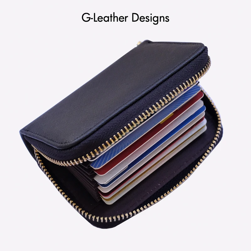 Personalized Business Card Holder Wallet Women Men Bank ID Credit Card Case 10 Bits Card Real Saffiano Leather Zipper Coin Purse