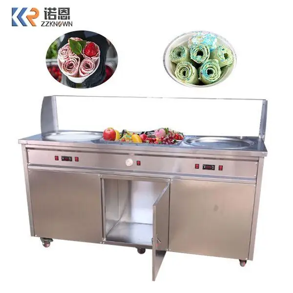 

F700 Top Quality Double Pan Stainless Steel Frozen Ice Cream Rolls Fried Ice Cream Machine Ice Roll Machine