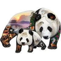 colorful homeland of panda wooden puzzles kids animal shaped design impossible jigsaw unique alien gift box fidget toy fantasy
