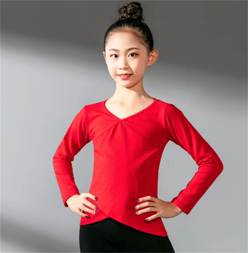 

Spring Children's Dance Clothing Girls Ballet Latin Training Long Sleeved Gymnastics Top Gift Dance Top