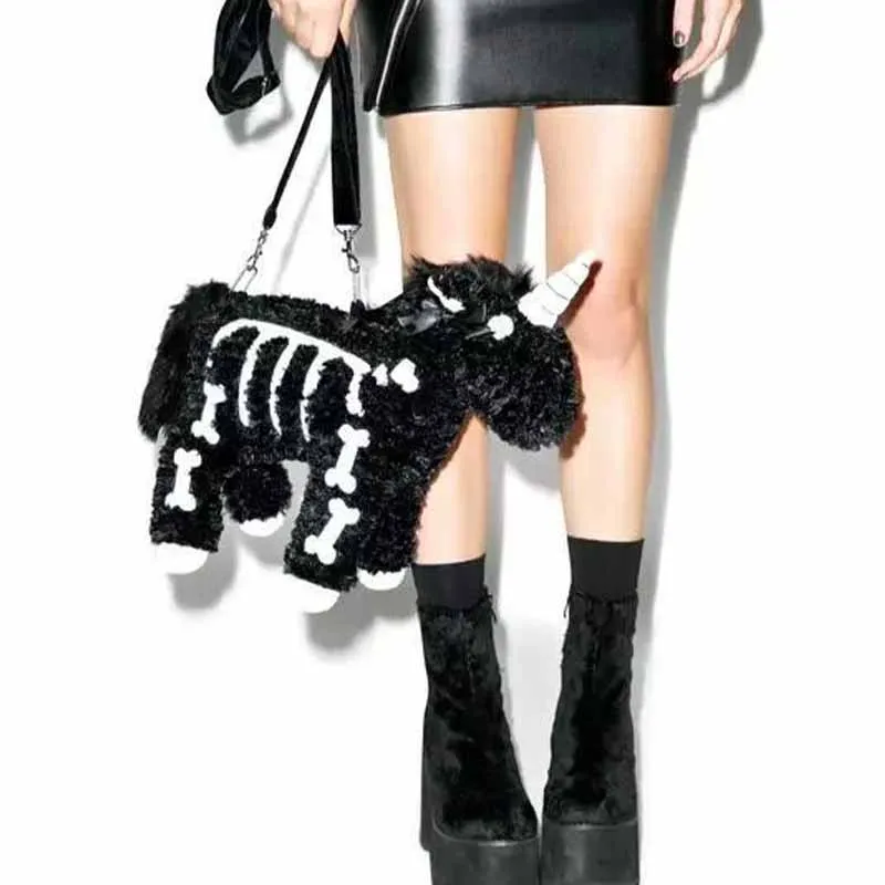 

Ins Fashion Women Unicorn Plush Shoulder Bags Gothic Female Cool Girl Cartoon Backpack Birthday Unique Gift for Girlfriend