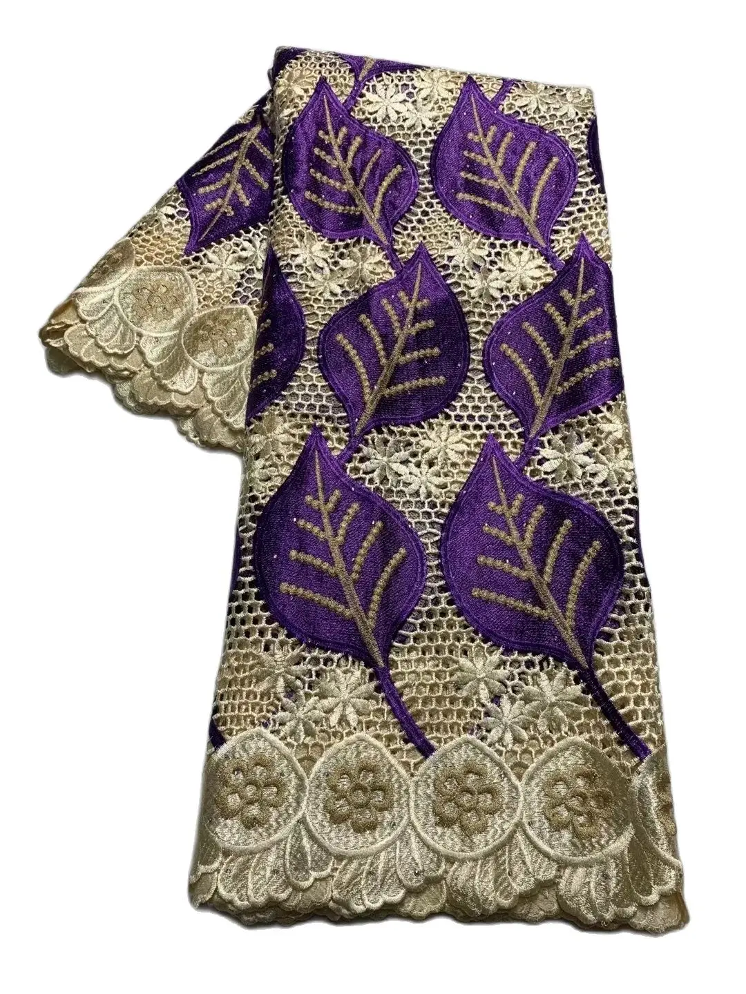 

LYLA LACE African Water Soluble Embroidered Laces Fabrics With Stone 100%Cotton High Quality Nigerian Cord Lace Fabric For Dress