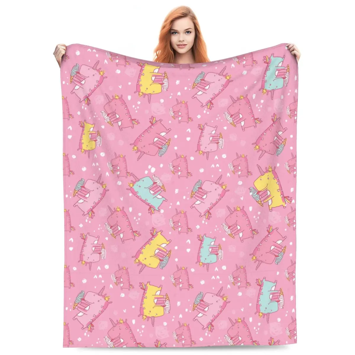 Одеяло с радужным единорогом из мультфильма многофункциональное теплое одеяло