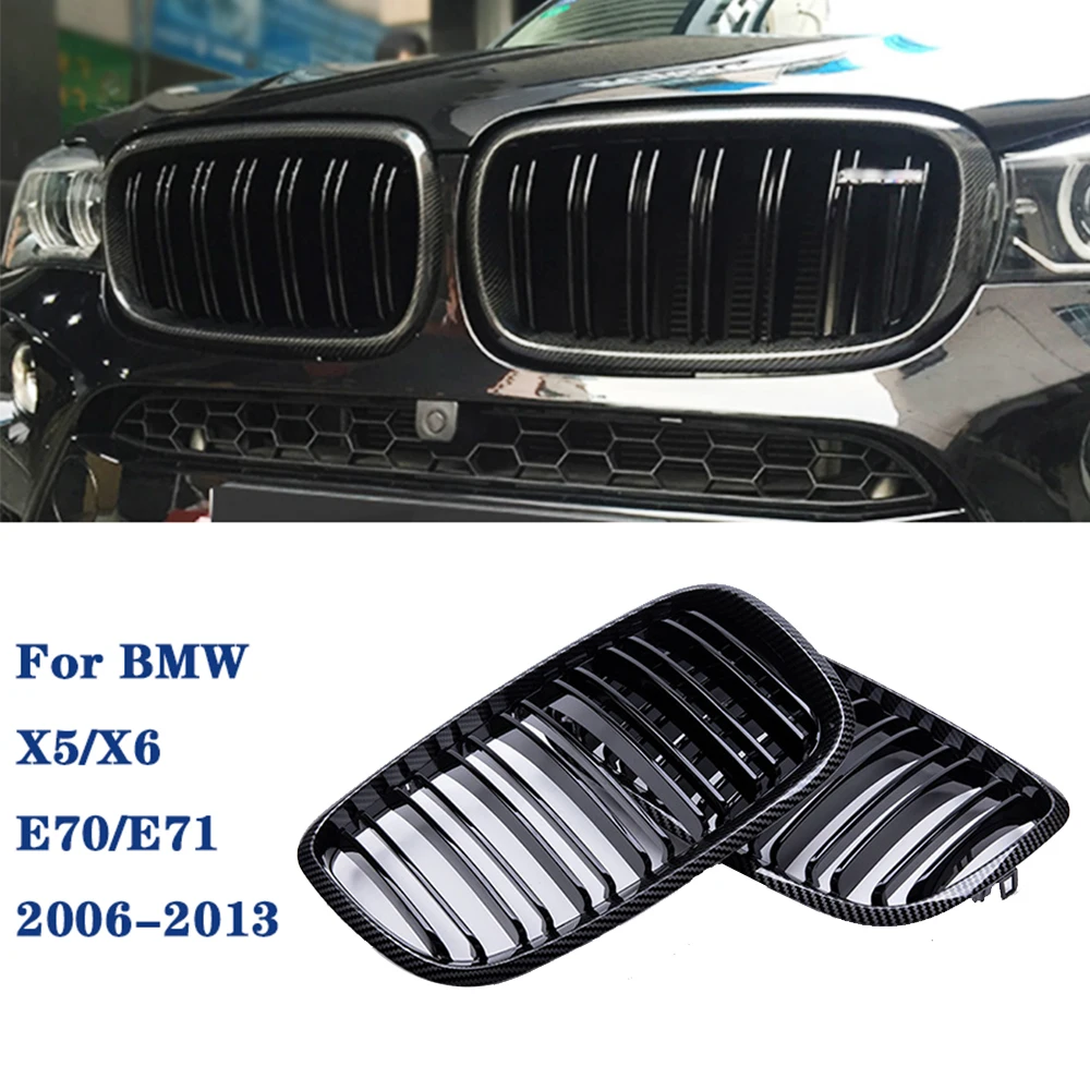 

Двойная решетка для переднего бампера BMW X5 X6 из углеродного волокна, передний сетчатый гриль для BMW X5/X6 E70/E71 2006-2013, 1 пара
