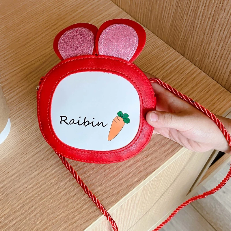 

New Children Bags Cute Rabbit Ear Shoulder Bag Korean 2022 Summer Fashion Sequin Carrot Diagonal Bag