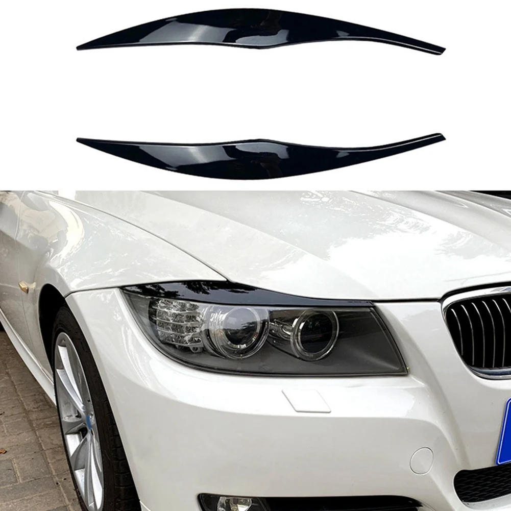 

Глянцевые черные Автомобильные фары, брови, веки, Обложка, искусственные ресницы, наклейки для BMW 3 серии E90 E91 320I 330I 05-12