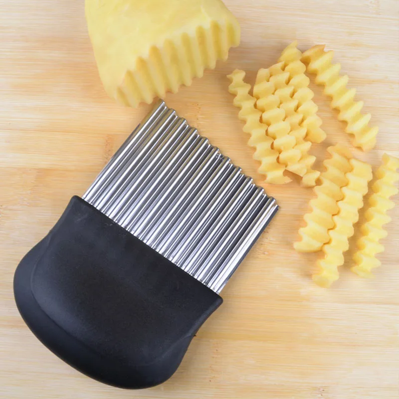 Stainless Steel Potato Chip Slicer Dough Vegetable Fruit Crinkle Wavy Slicer Knife Potato Cutter Chopper French Fry Maker