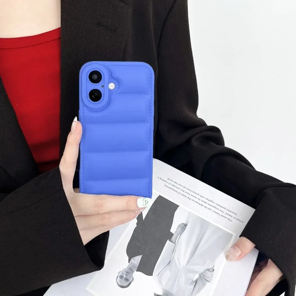 Чехол для телефона в стиле пуховой куртки iPhone 16 Pro Max 15 14 Plus 13 12 11 Мягкий корпус из