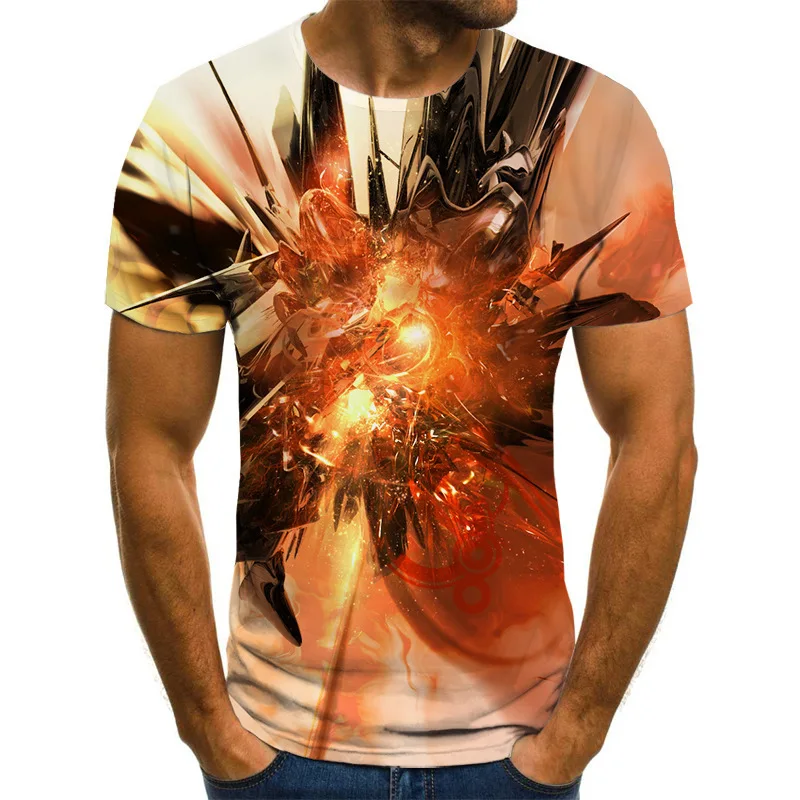 

3D Motorcycle Men's Retro Punk Clothing Mechanic Summer Funny Print T-Shirt Plus Size T-Shirt