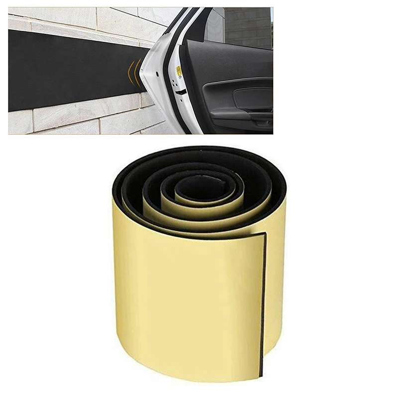

1pc Car Door Protector Sticker Cover Decor Accessory 100x20CM Garage Wall Bumper Black 6mm Parking Practical New