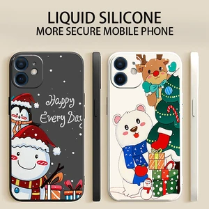 Christmas Cartoon New Year Phone Case For iPhone 11 12 13 Pro 14 Pro Max 12 13 Mini X XR XS Max 6 6S in India