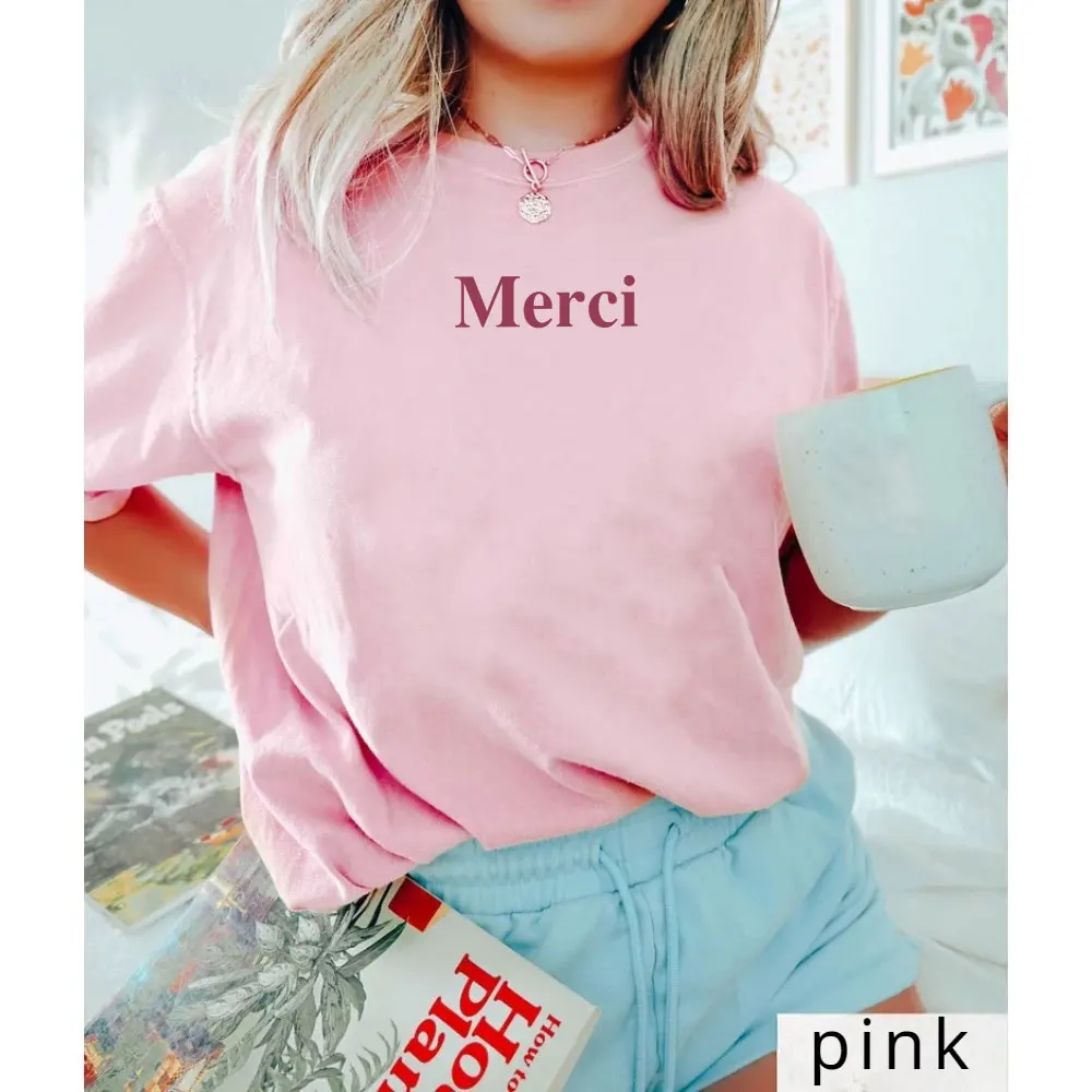 Новинка 2024 французские женские розовые хлопковые футболки с буквенным принтом